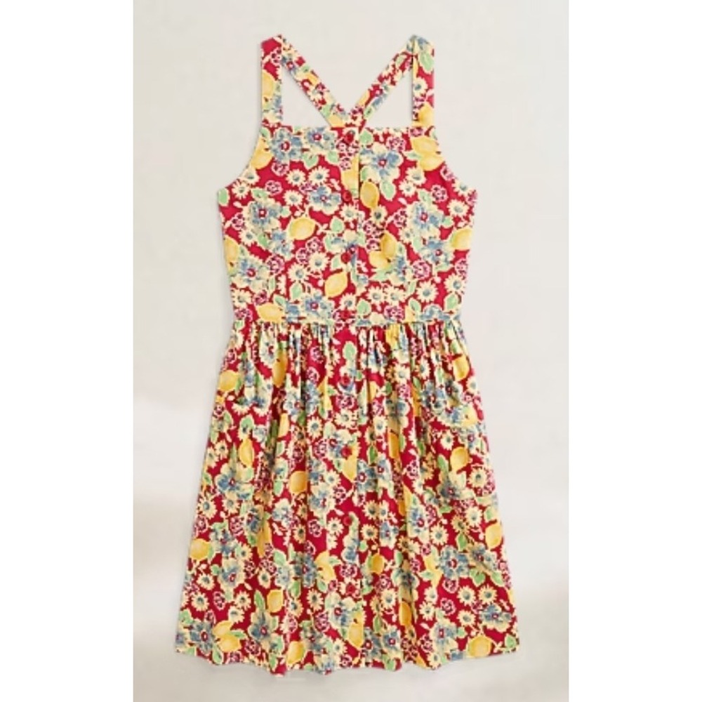 Polo Ralph Lauren Girls Lemon-Floral Slub Cotton Dress Size 18M NWT